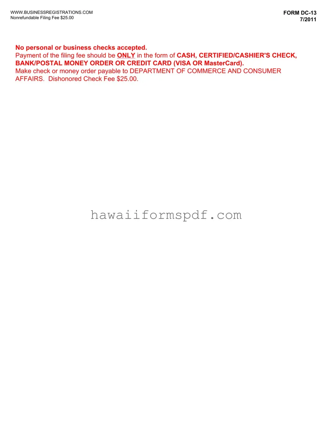 Free Dc 13 Hawaii Template