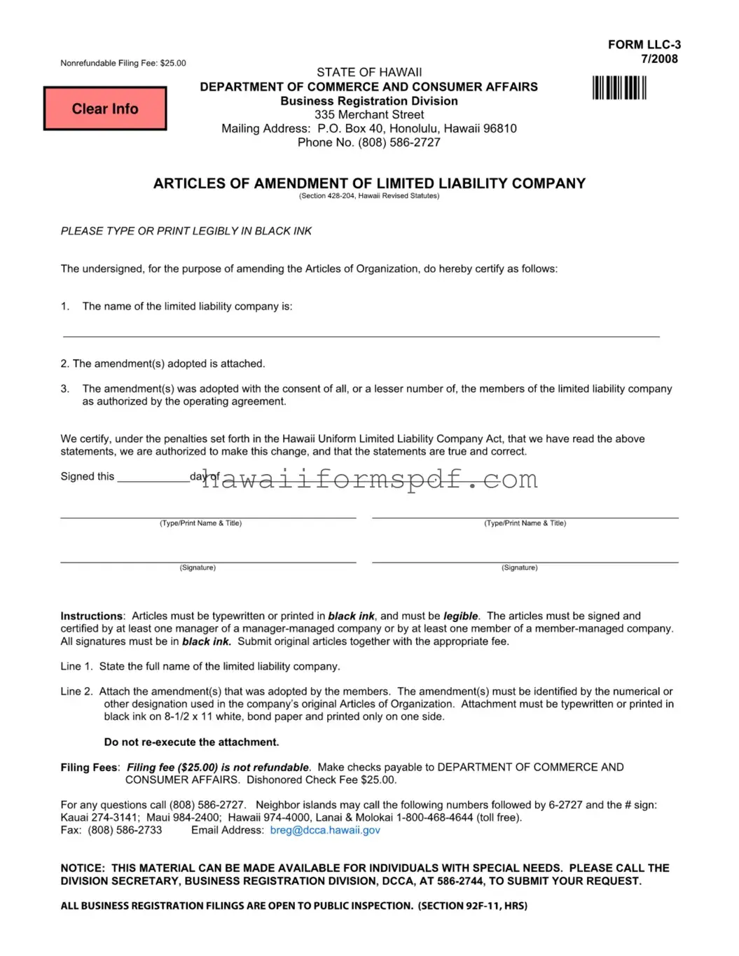Free Hawaii Llc 3 Template