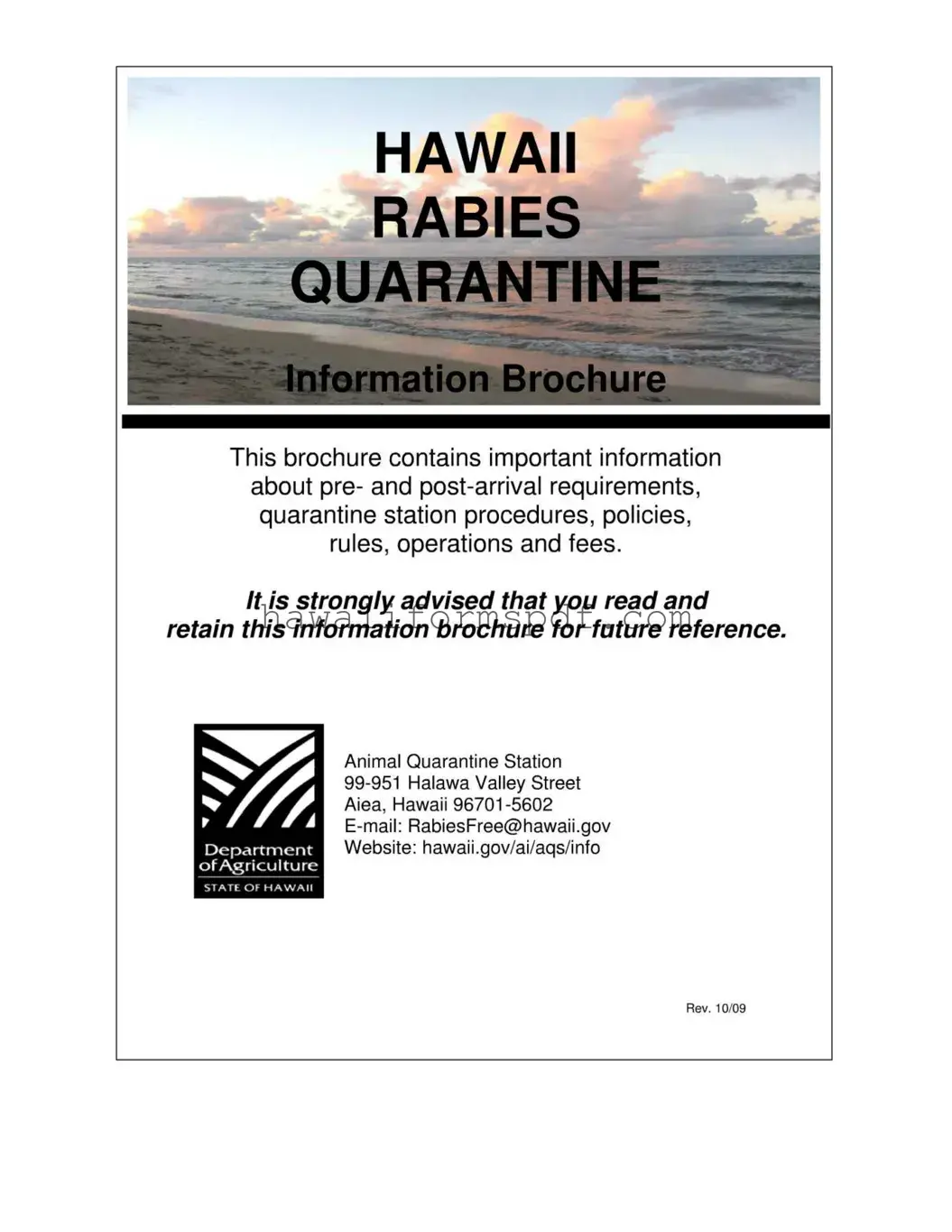 Free Hawaii Quarantine Template