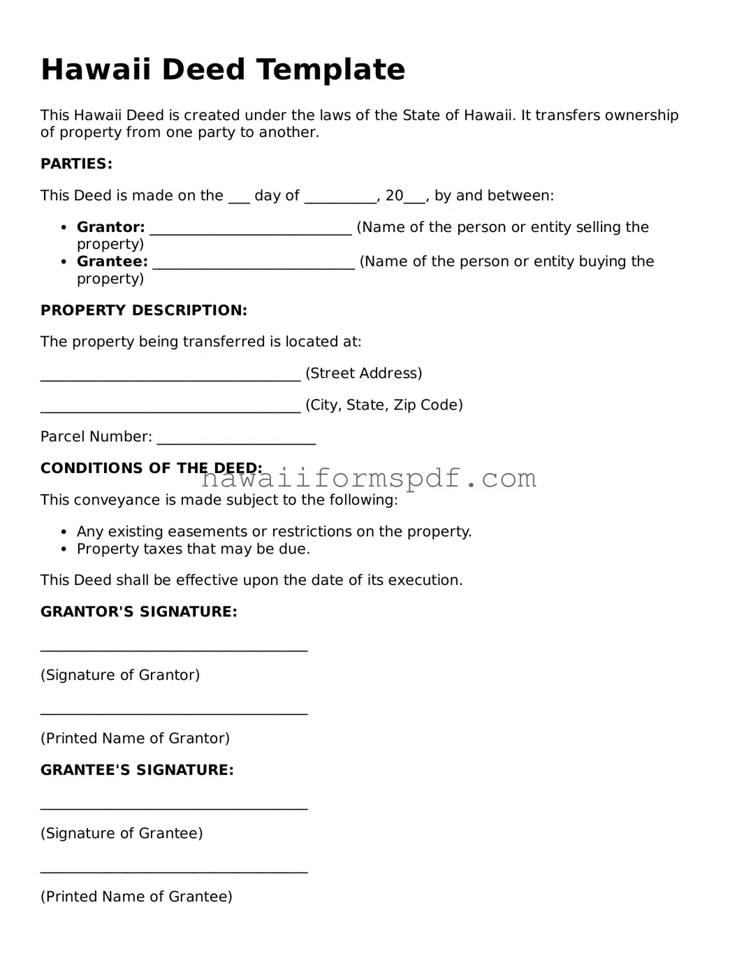 Free Hawaii Deed Form