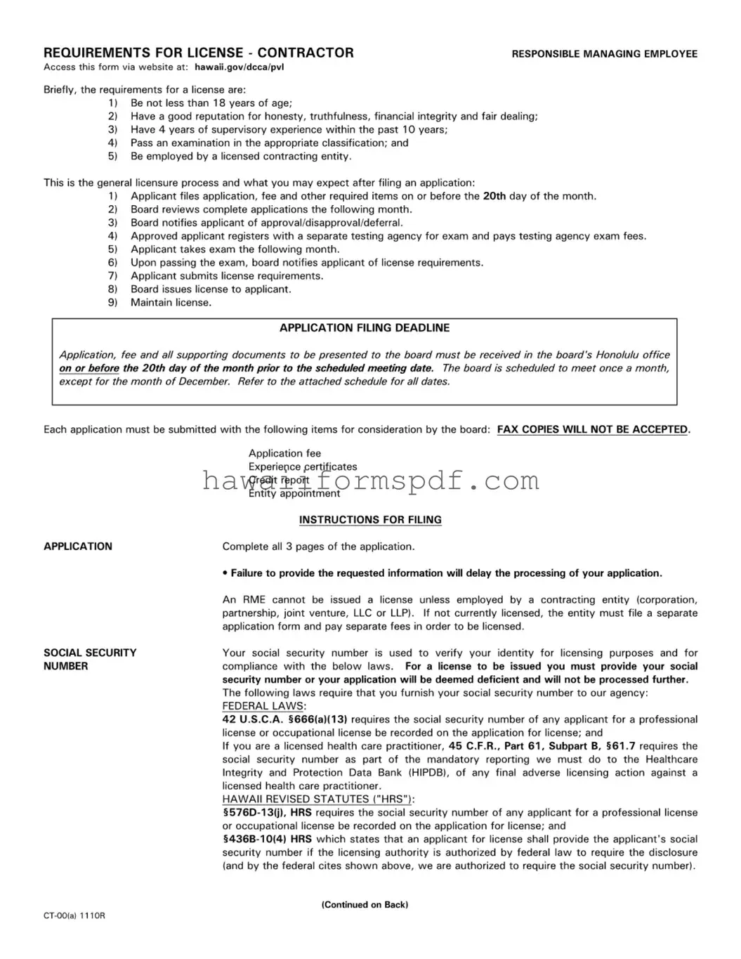 Free Responsible Managing Employee Hawaii Template