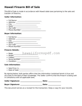 Free Hawaii Firearm Bill of Sale Form