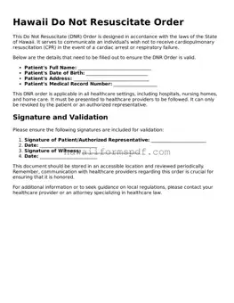 Free Hawaii Do Not Resuscitate Order Form