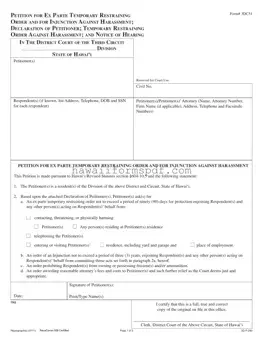 Free Hawaii Restraining Order Template