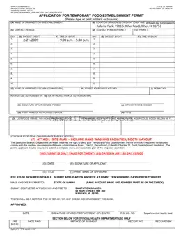 Free Temporary Food Permit Hawaii Template